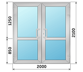 Двухстворчатая дверь остекленная Provedal 2000x2100