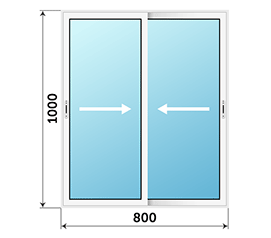 Двухстворчатое окно NEWTEC 800x1000