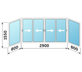 Окно на балкон NEWTEC 4500x1550